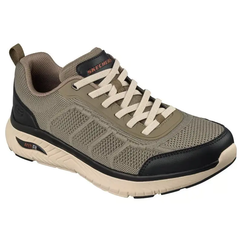 Mens Skechers Relaxed Fit Arch Fit Crosser Esmond Khaki Knit Shoes