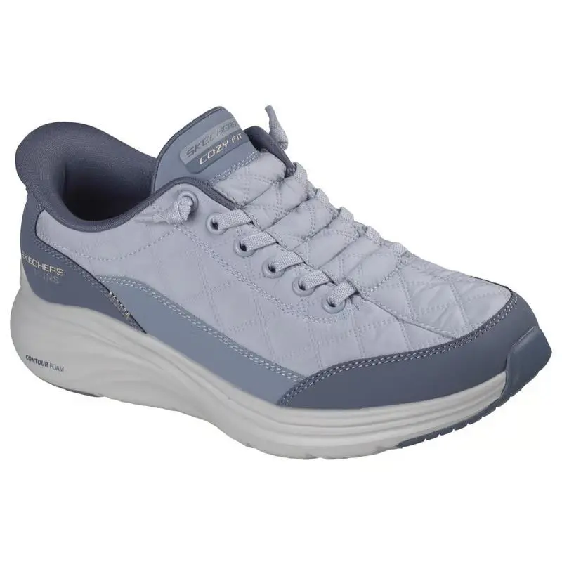 Womens Skechers Slip Ins Contour Foam Cozy Fit Slate Fabric Shoes