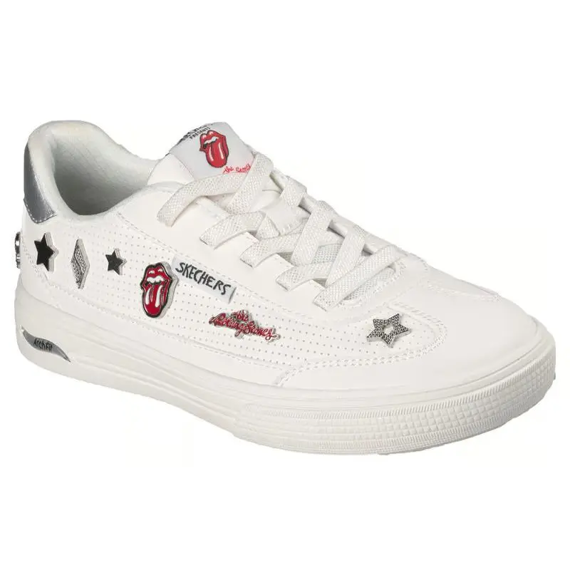 Womens Skechers Rolling Stones Arch Fit Arcade Rolling Studz White Durabuck
