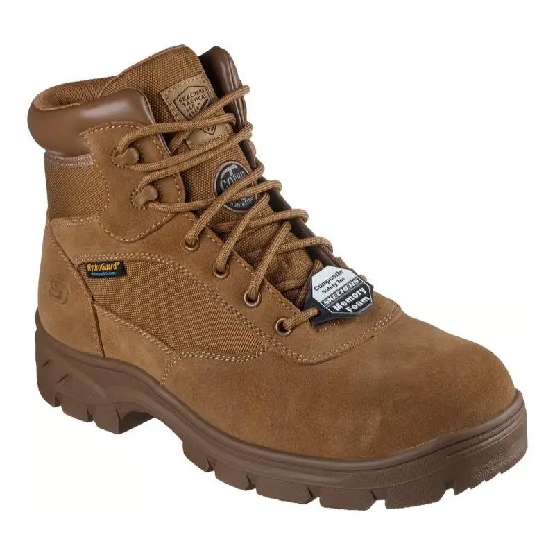 Mens Skechers Work Waterproof Wascana Baylan Coyote Brown Textile Shoes