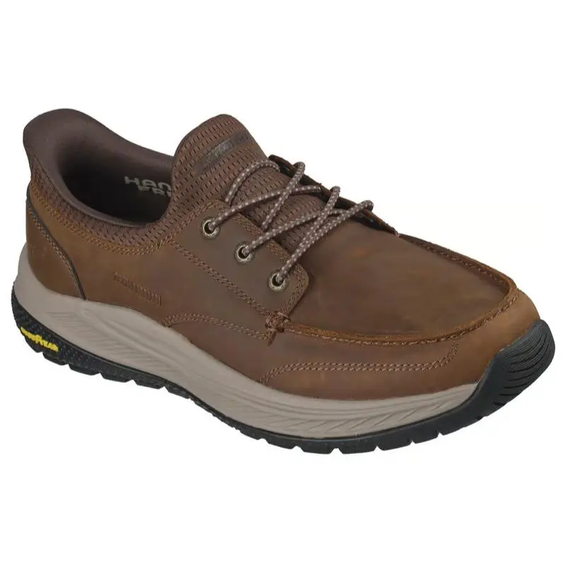 Mens Skechers Slip Ins Relaxed Fit Meroe Ollie Brown Leather Shoes