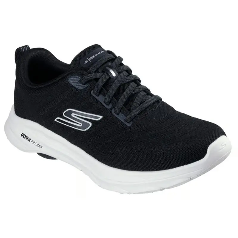 Mens Skechers GO Walk 8 Day Black White Knit Shoes