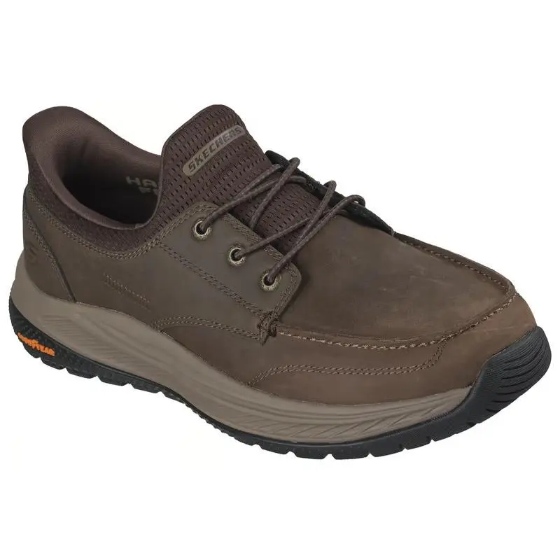 Mens Skechers Slip Ins Relaxed Fit Meroe Ollie Cocoa Leather Shoes