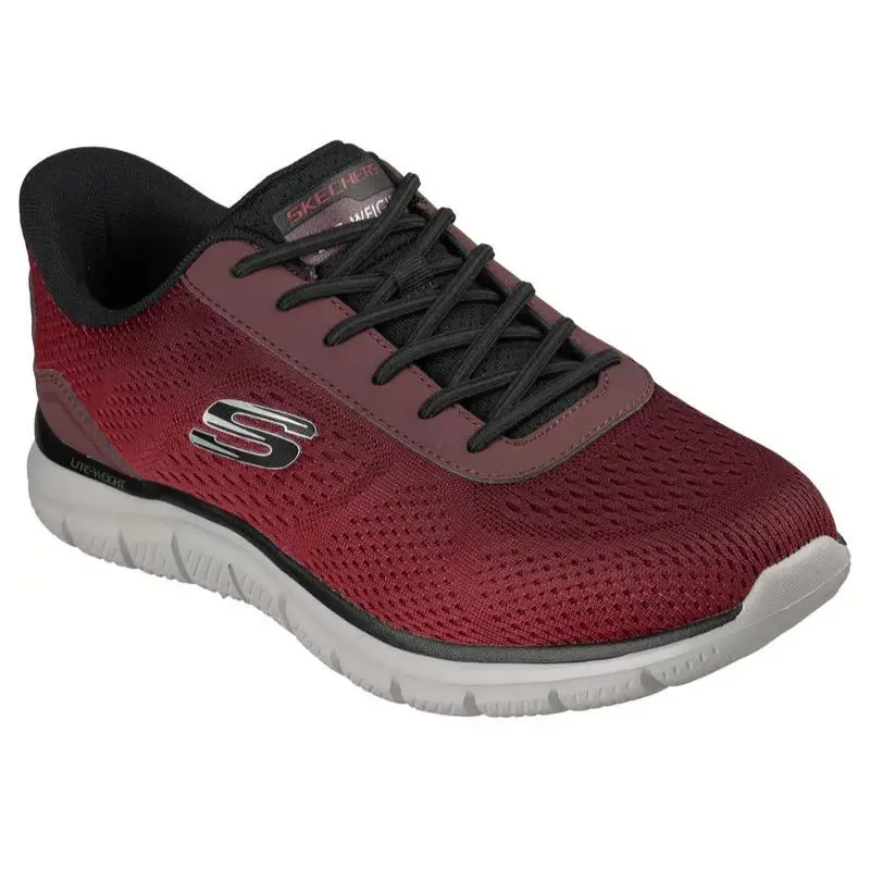 Mens Skechers Slip Ins Track Revno Red Black Mesh Shoes