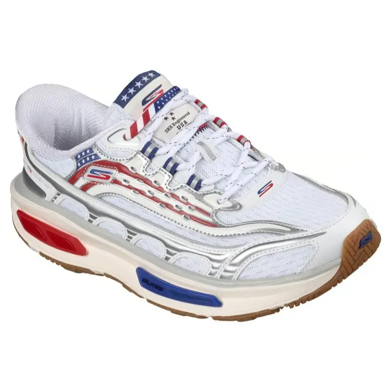 Womens Skechers Slip Ins Arch Fit D`lites 330 Star Line White Navy Mesh