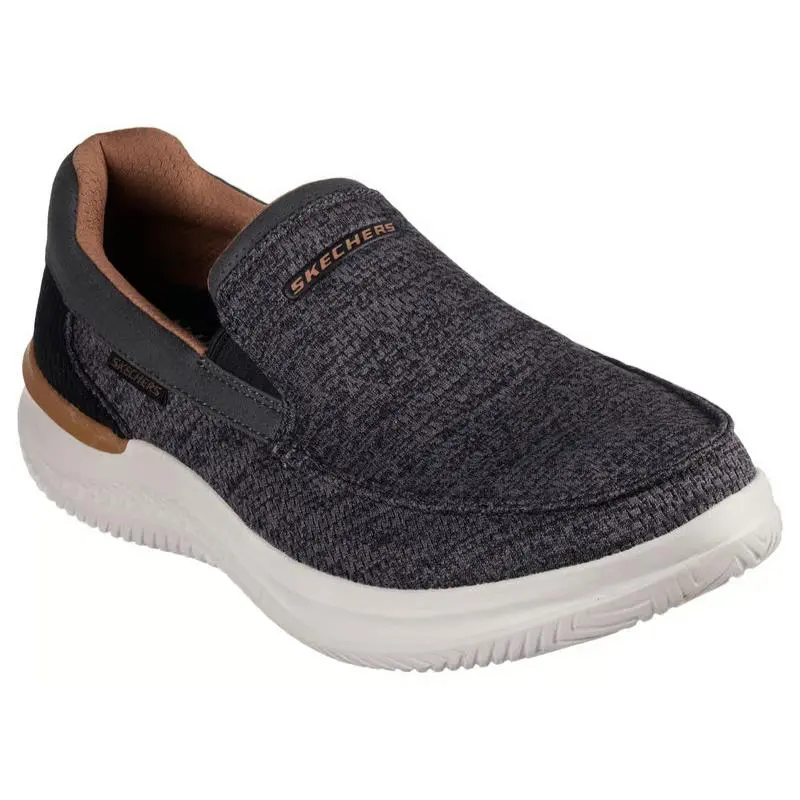 Mens Skechers Relaxed Fit Hasting Marco Gray Black Mesh Shoes