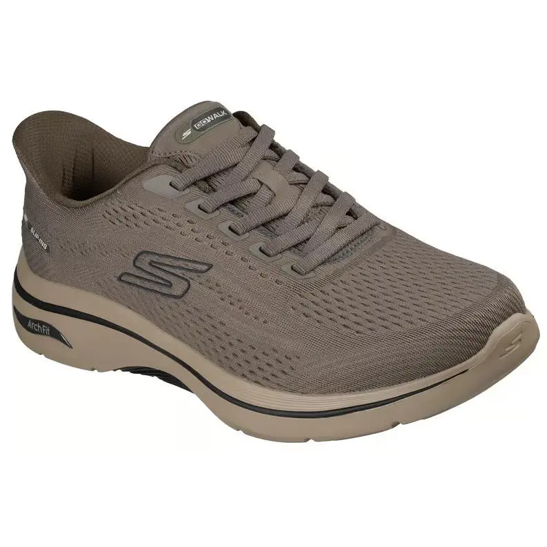Mens Skechers Slip Ins GO Walk Arch Fit 2.0 - Percy Dark Taupe