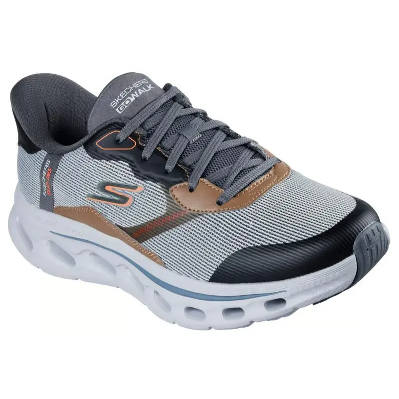 Mens Skechers Slip Ins GO Walk Glide Step 2.0 Zac Gray Mesh Shoes