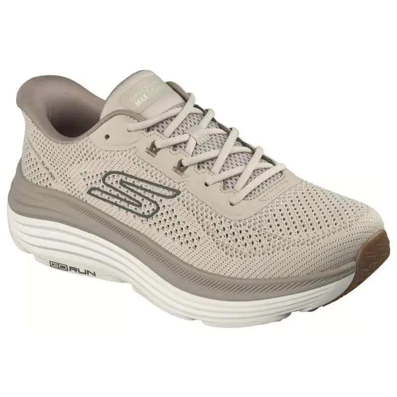 Mens Skechers Slip Ins Max Cushioning Endeavour Mandalay Taupe Knit Shoes - Beige