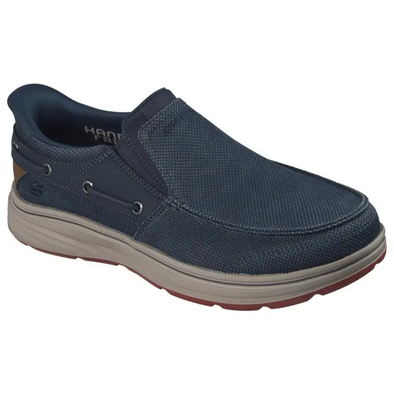 Mens Skechers Slip Ins Relaxed Fit Troutt Rustic Navy Canvas Shoes