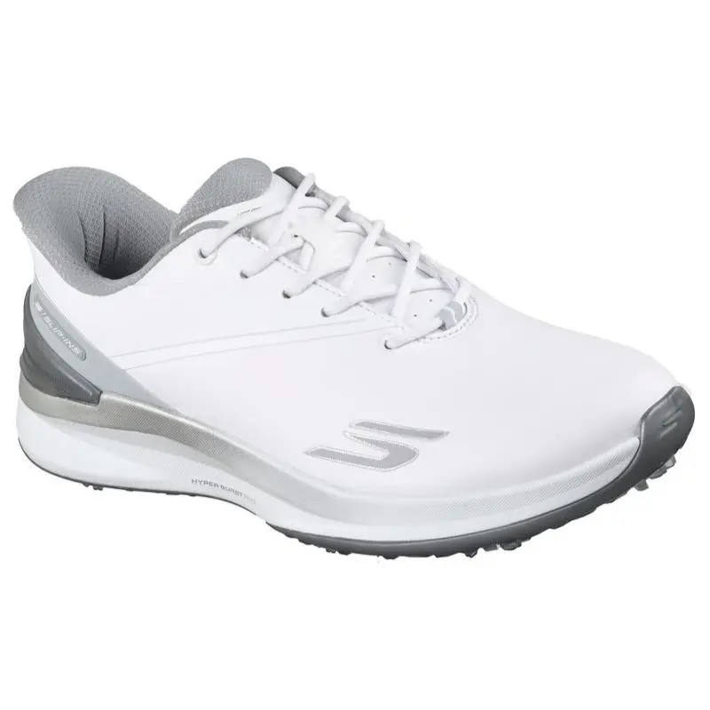 Mens Skechers Slip Ins Golf Blade Tour White Silver Leather Shoes
