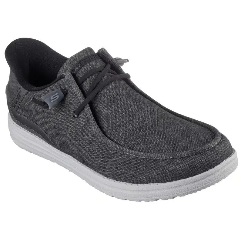 Mens Skechers Slip Ins Relaxed Fit Melson Coronado Black Gray Canvas Shoes