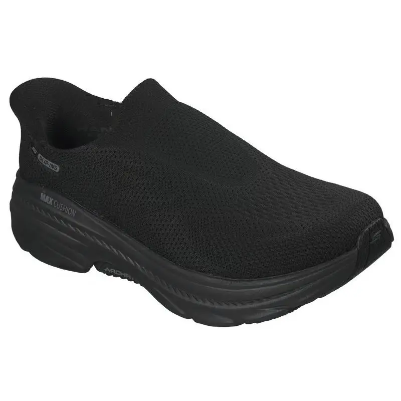 Mens Skechers Slip Ins Max Cushioning Arch Fit 2.0 Avner Black Knit Shoes