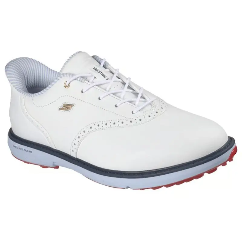 Mens Skechers Slip Ins Waterproof GO Golf Prestige SL White Navy Leather