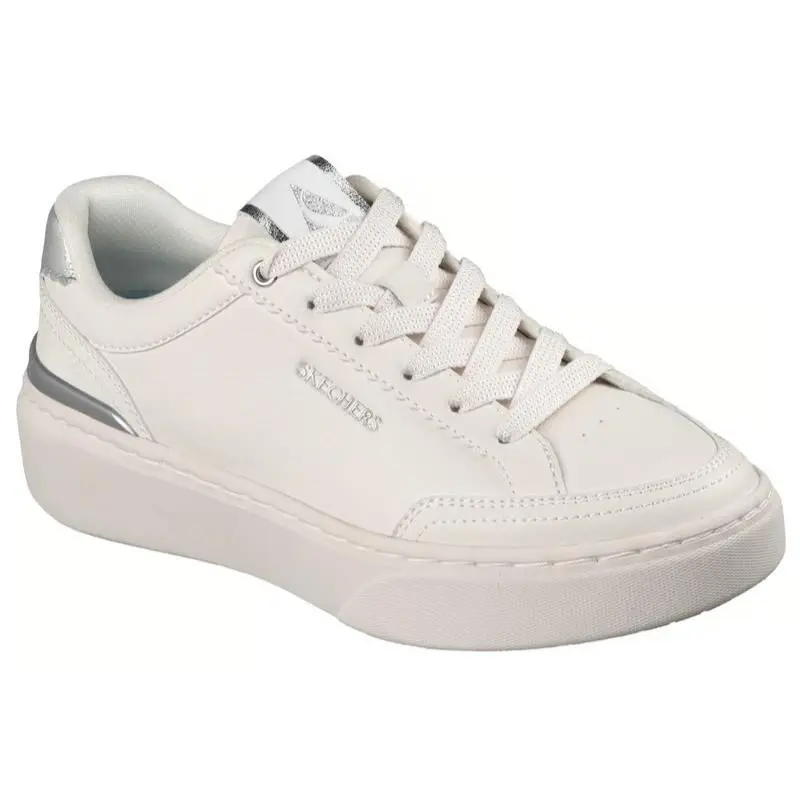 Womens Skechers Central Everyday Icon White Leather Shoes