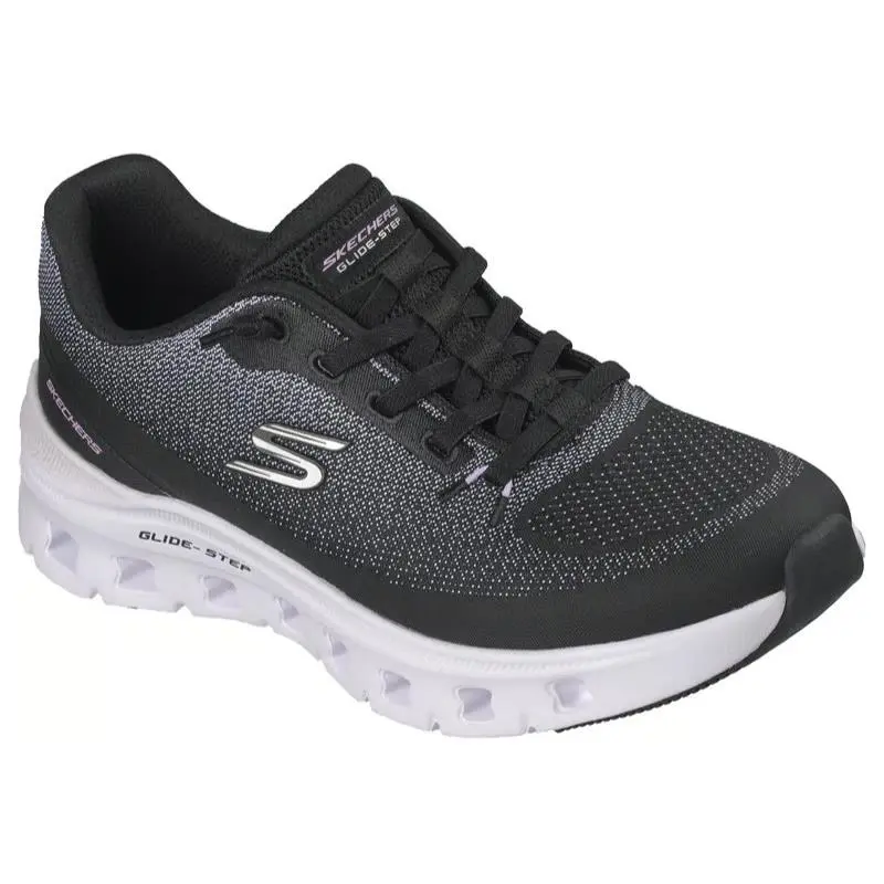 Womens Skechers Glide Step Pro Soft Mirage Black White Mesh Shoes