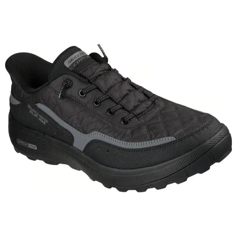 Mens Skechers Slip Ins Relaxed Fit Urban Explore Cozy Fit Black Fabric Shoes
