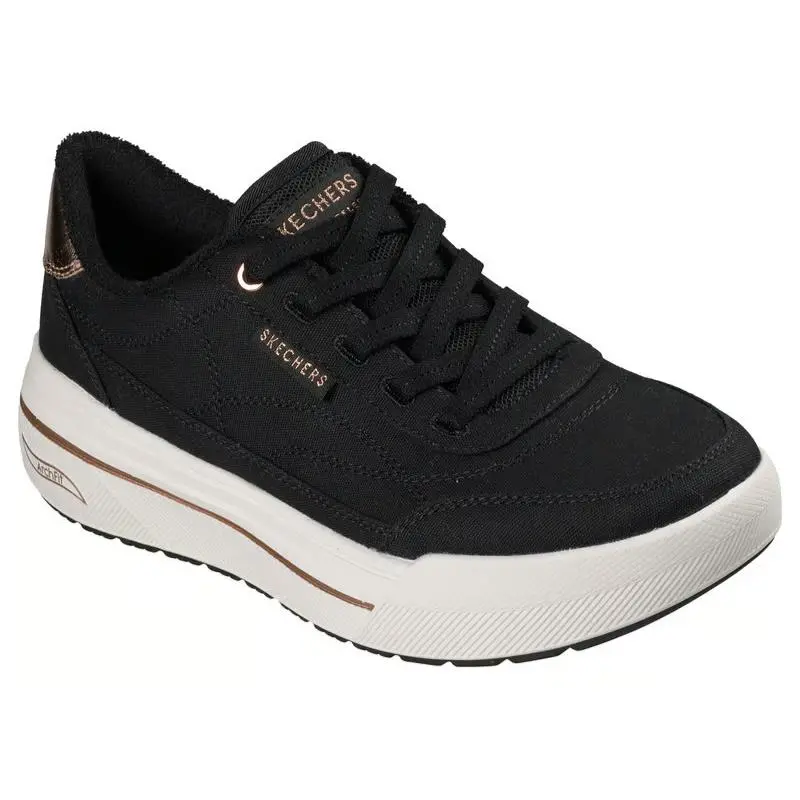Womens Skechers Arch Fit Arcade HI Moving Along Black Canvas Shoes