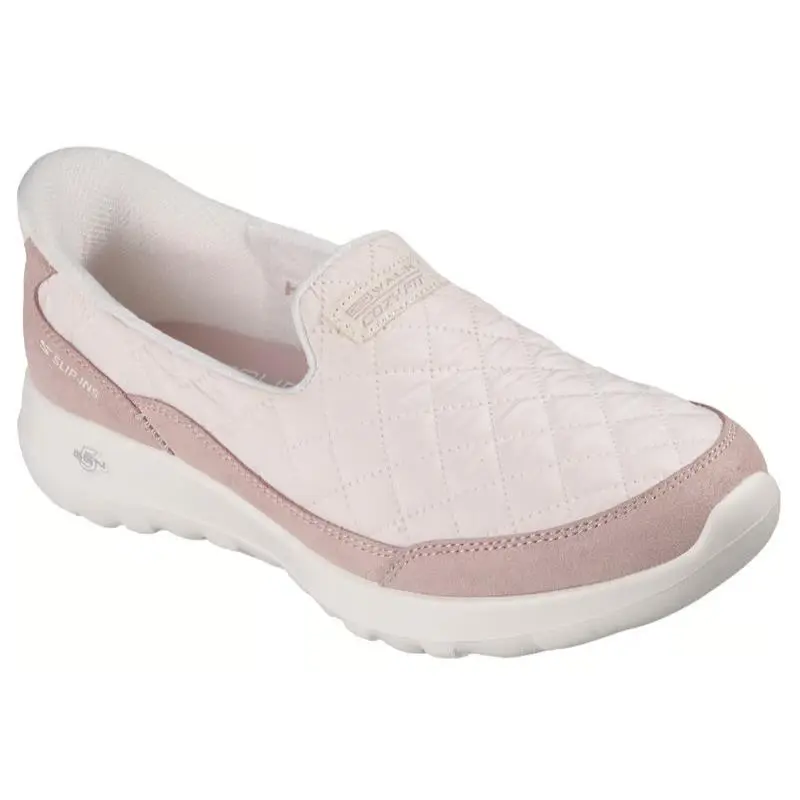 Womens Skechers Slip Ins GO Walk Joy Cozy Fit Easy Light Pink Leather Shoes - Pink