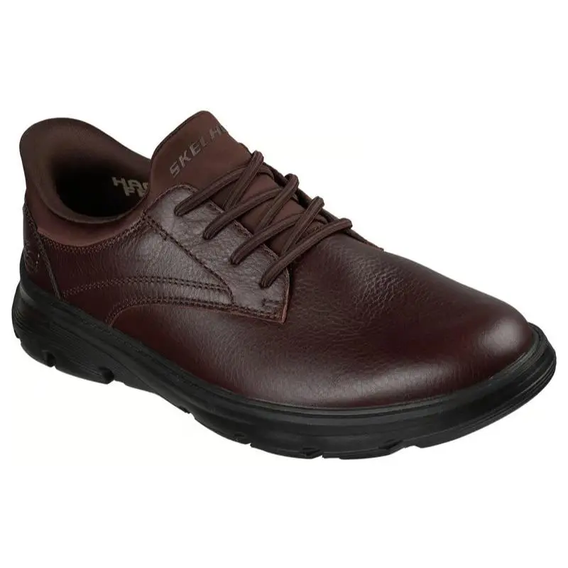 Mens Skechers Slip Ins Relaxed Fit Arch Fit Garza Red Brown Leather Shoes