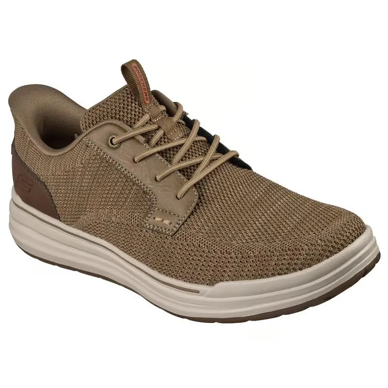 Mens Skechers Slip Ins Relaxed Fit Sterling Ramone Taupe Brown Knit Shoes