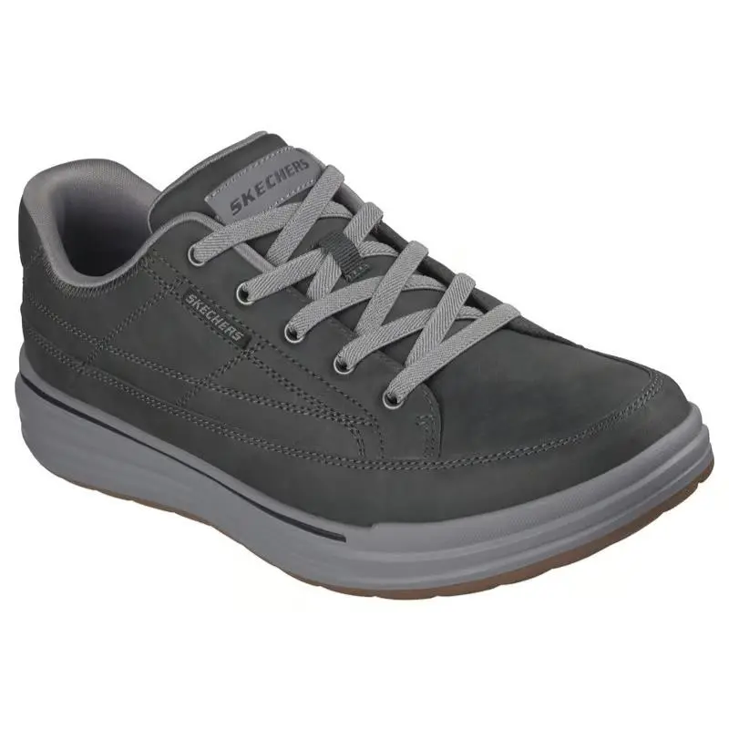 Mens  Relaxed Fit Sterling Cedrick Charcoal Leather Shoes Extra Wide by Skechers