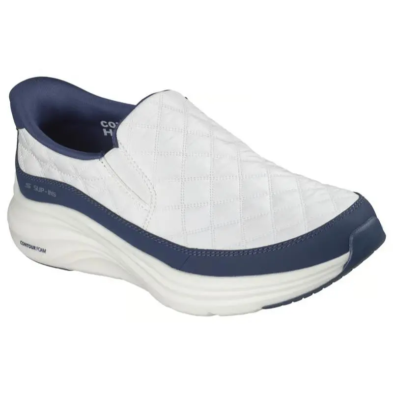 Mens Skechers Slip Ins Contour Foam Cozy Fit Nordain White Fabric Shoes