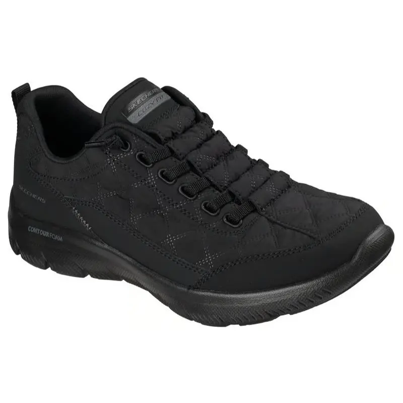Womens Skechers Summits Contour Foam Cozy Fit Black Leather Shoes