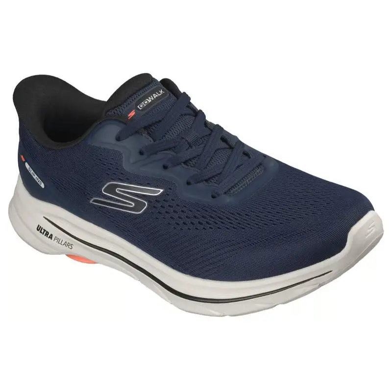 Mens Skechers Slip Ins GO Walk 8 Navy Orange Mesh Shoes
