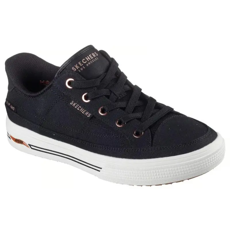 Womens Skechers Slip Ins Arch Fit Arcade See YA There Black Canvas Shoes