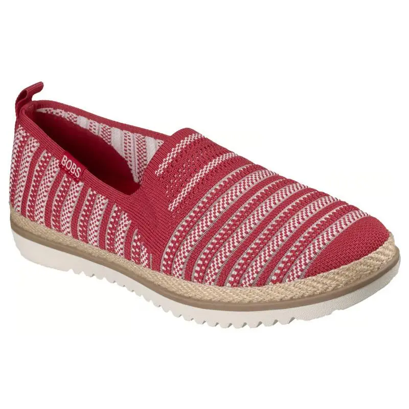 Womens Skechers Bobs Flexpadrille LO SO Chic Red Multi Woven Shoes