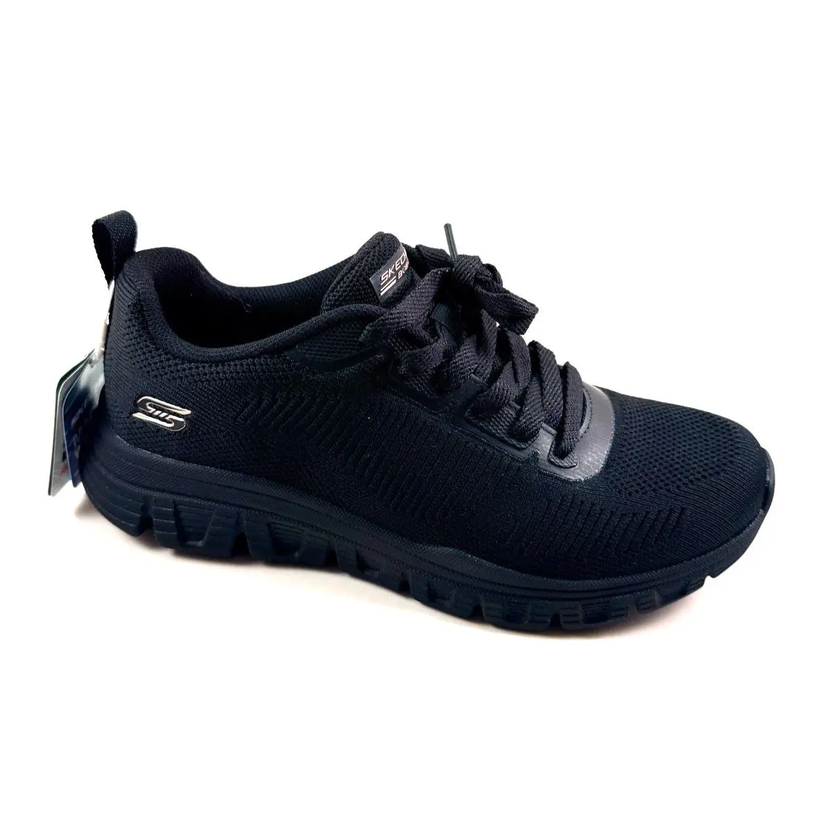 Bobs From Skechers 117700 Black Lace Up Comfort Sneaker