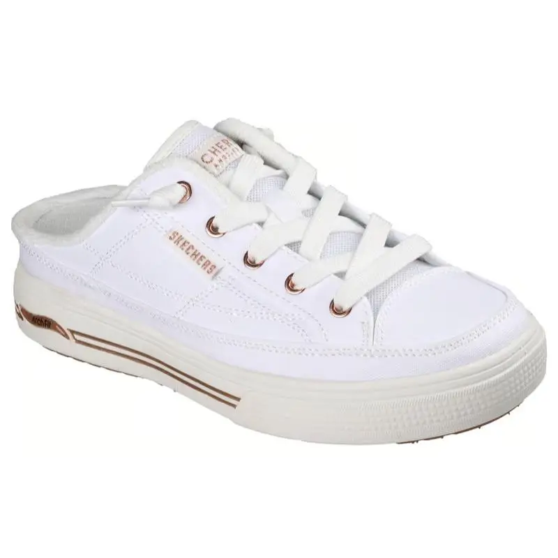Womens Skechers Arch Fit Arcade Find YA There White Canvas Shoes