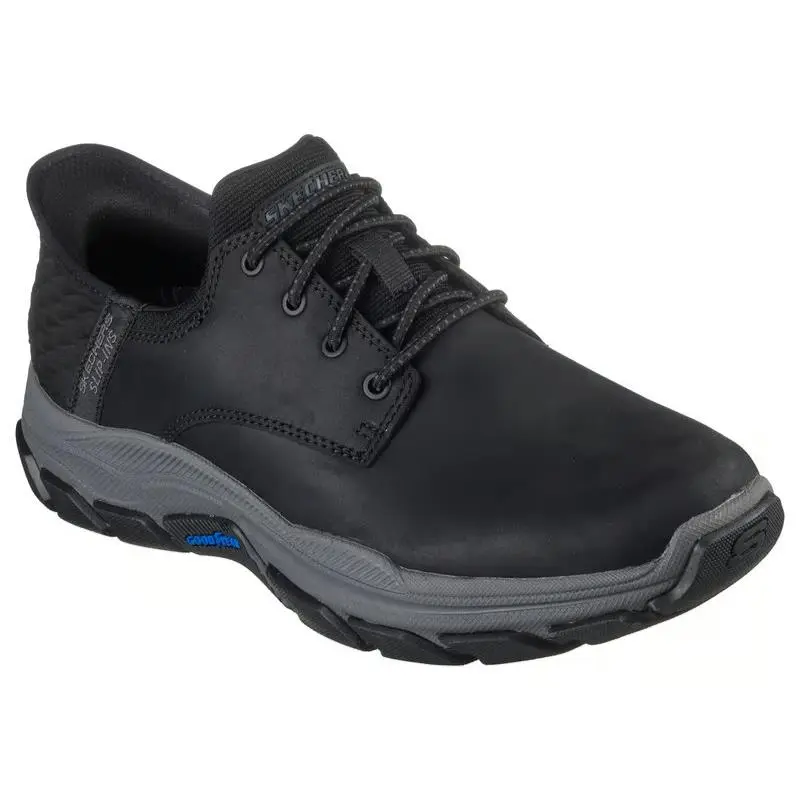 Mens Skechers Slip Ins Respected Garville Black Leather Shoes
