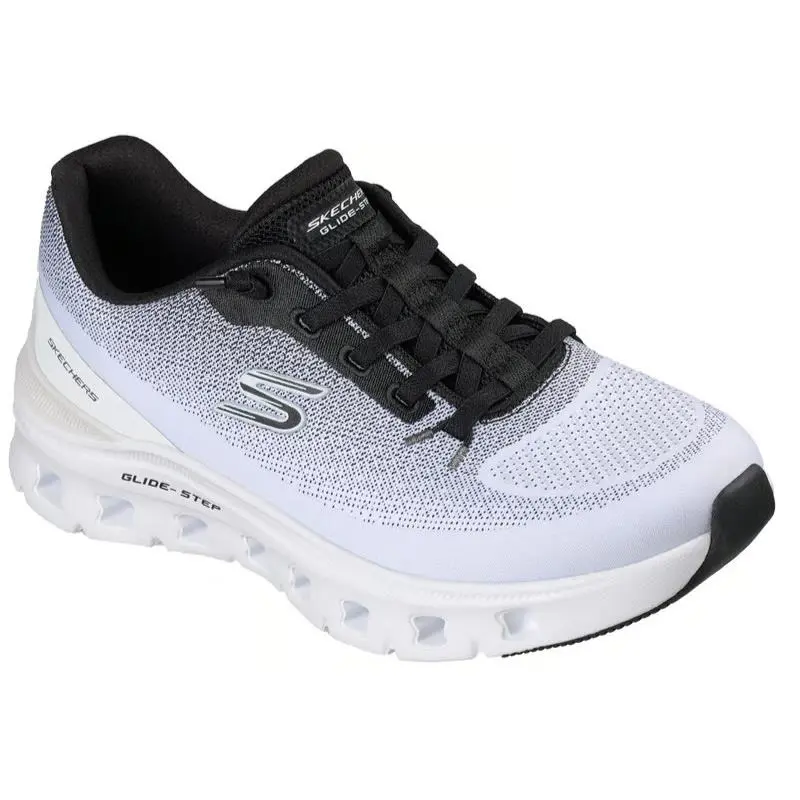Womens Skechers Glide Step Pro Soft Mirage White Black Mesh Shoes