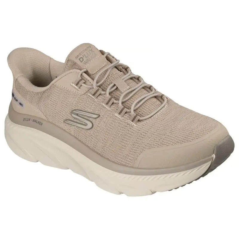 Mens Skechers Slip Ins Relaxed Fit D`lux Walker 3.0 Drevven Taupe Knit