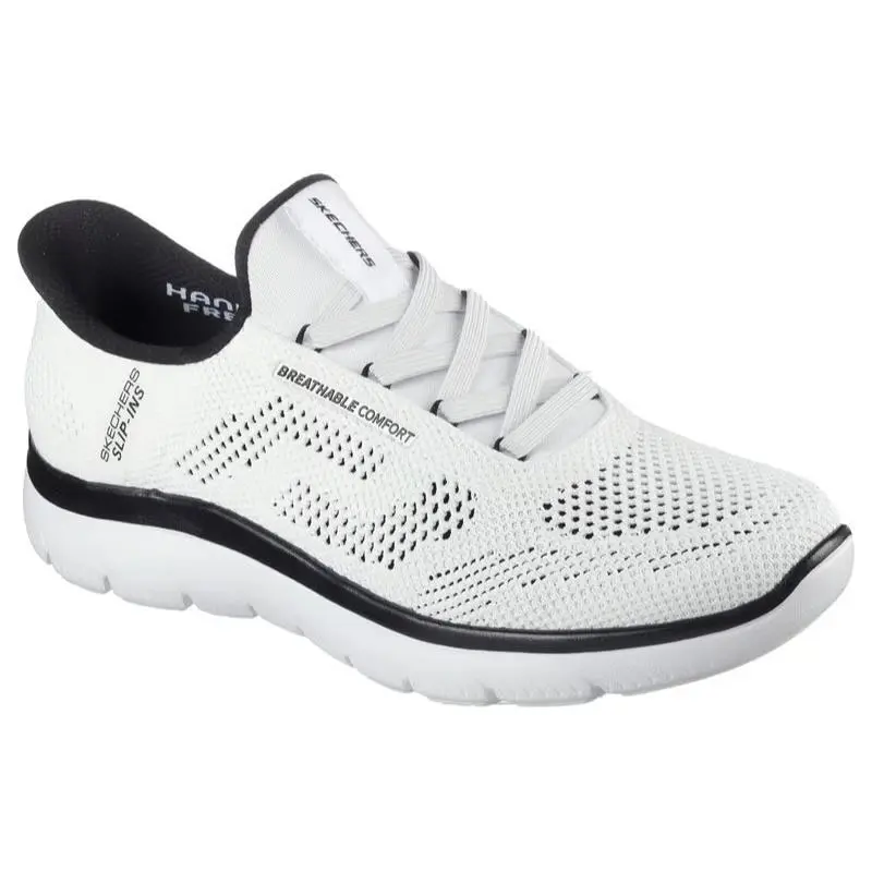 Mens Skechers Slip Ins Summits Perfo White Black Knit Shoes