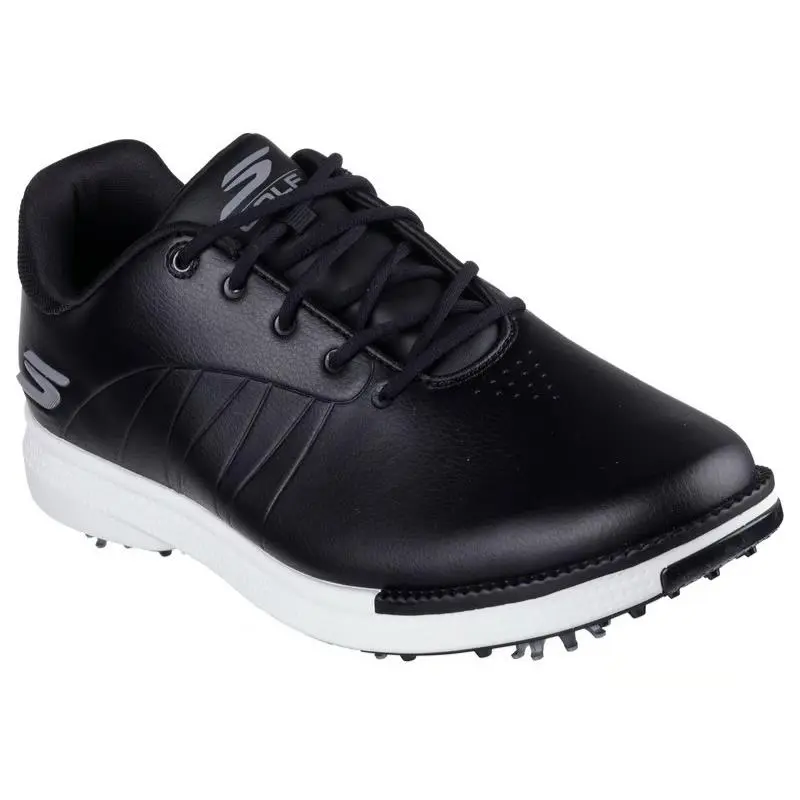 Mens Skechers Waterproof GO Golf Tempo Black White Leather Shoes