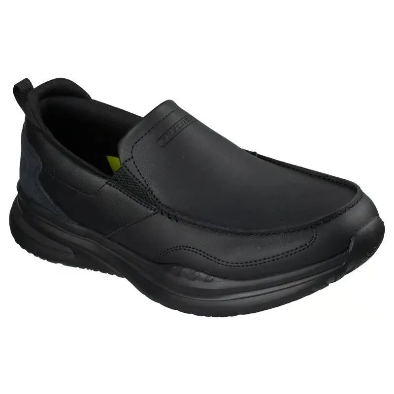 Mens Skechers Relaxed Fit Norlan Harp Black Leather Shoes