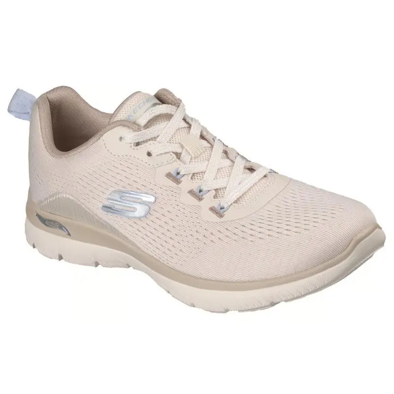 Womens Skechers Arch Fit Summits Daily Flow Natural Taupe Mesh Shoes