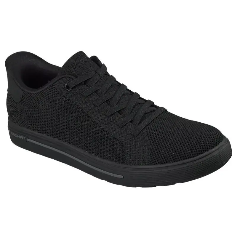 Mens Skechers Slip Ins Relaxed Fit Arch Fit Solano 2.0 Archer Black Knit