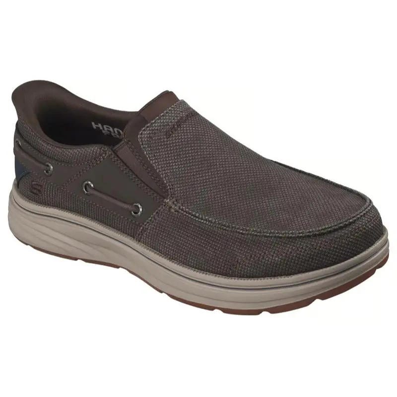 Mens Skechers Slip Ins Relaxed Fit Troutt Rustic Brown Canvas Shoes