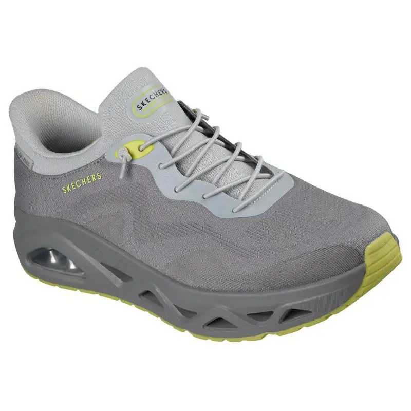 Mens Skechers Slip Ins Uno Glide Step Air Gliders Gray Lime Mesh Shoes