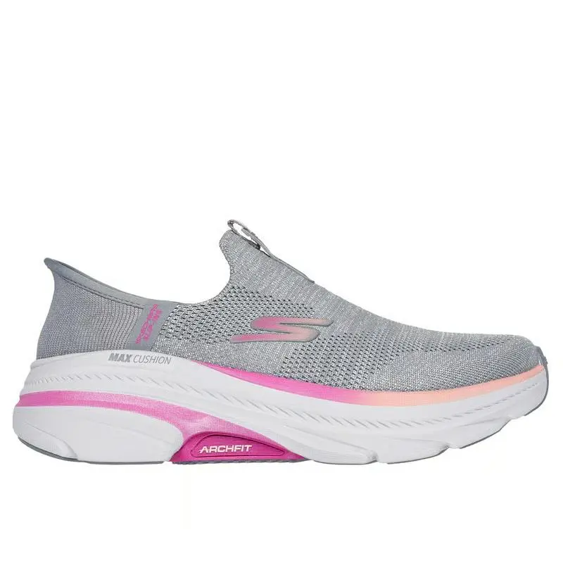 Skechers Shoes Slipins Women Max Cushion Sport Gray Pink Arch Fit Comfort 128945