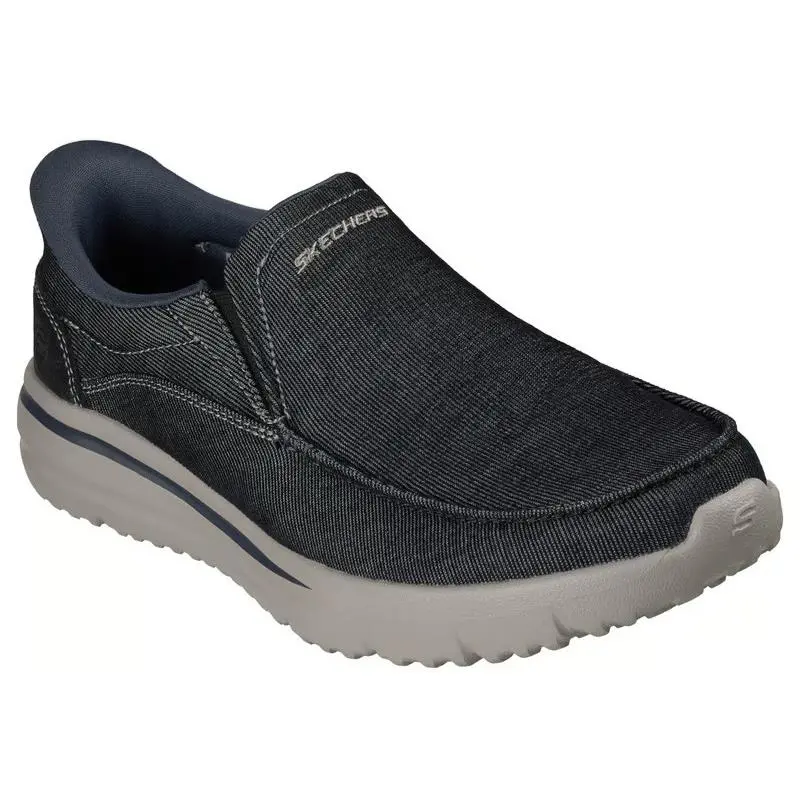 Mens Skechers Slip Ins Relaxed Fit Coffield Calgary Black Canvas Shoes