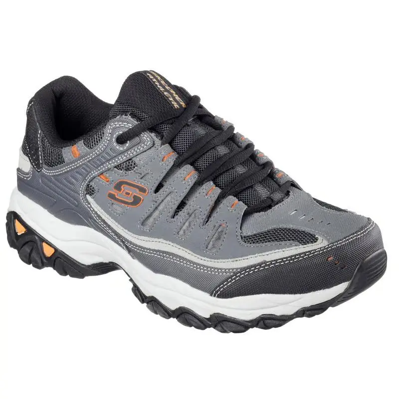 Mens Skechers After Burn Memory Fit Charcoal Leather Shoes