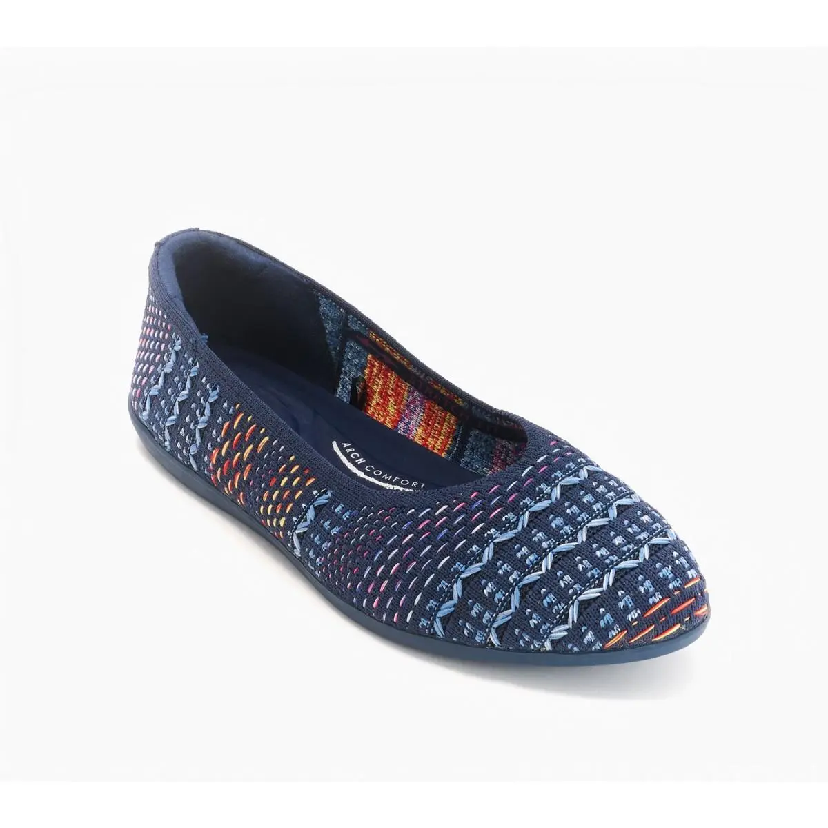 Skechers Cleo Walk Recycled Washable Multi Woven Flats Navy 8/M