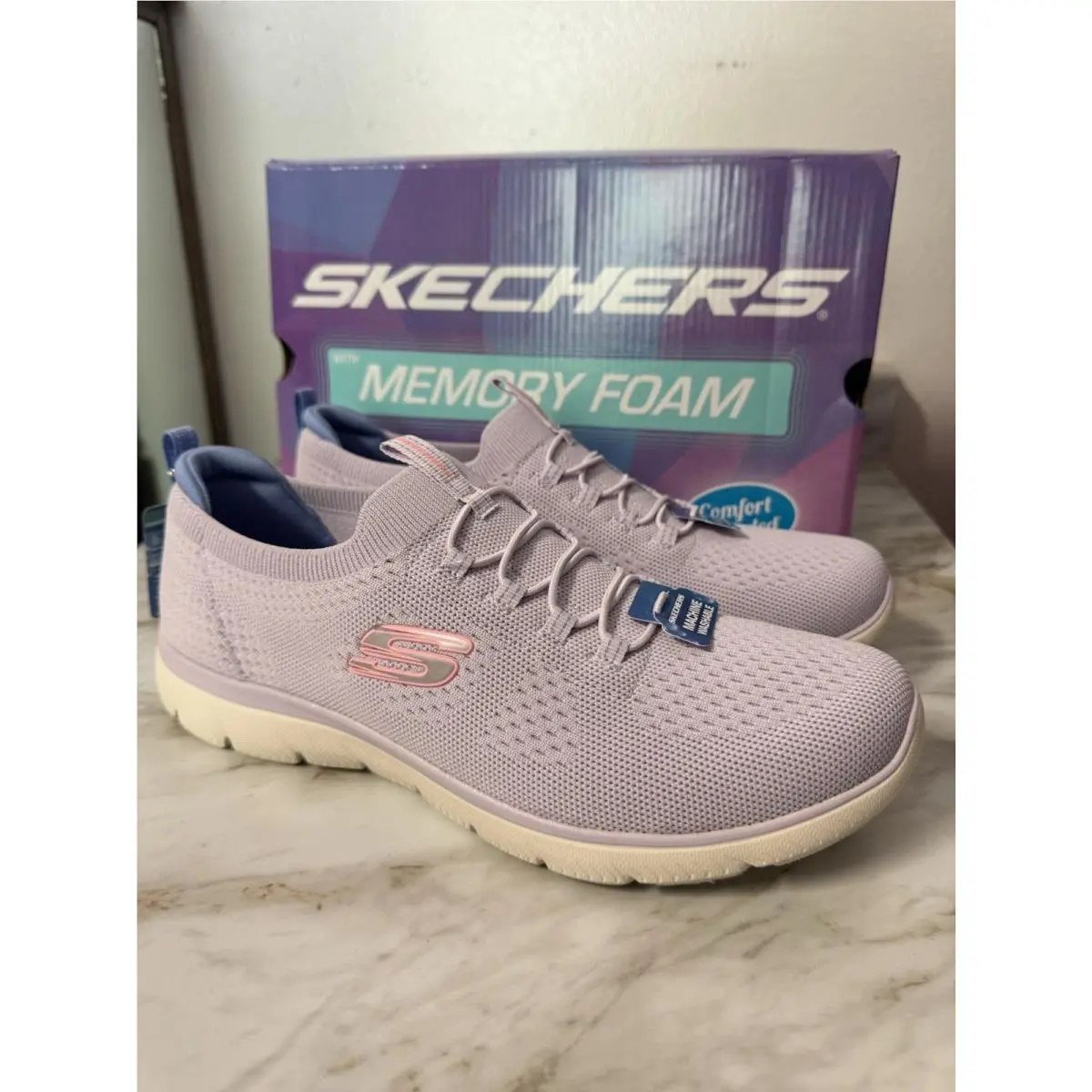 Skechers Women Size 10 Summits Top Player Sneakers Lavender Slip On Memory Foam