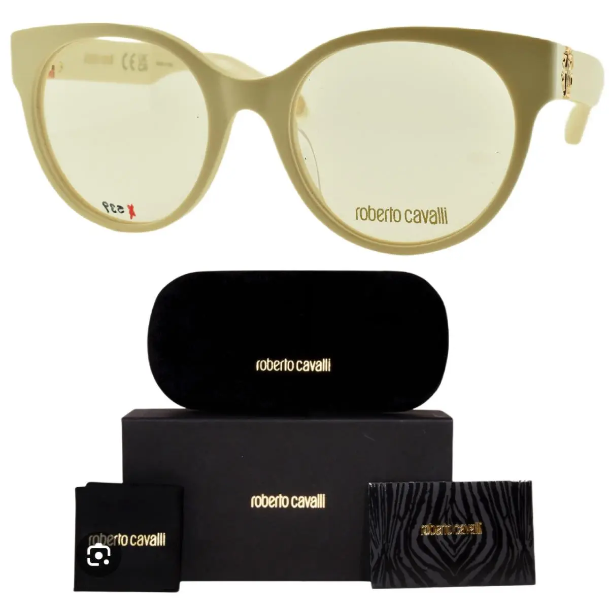 Roberto Cavalli VRC027 09X7 Beige Round Full Rim Optical Frame Eyeglasses