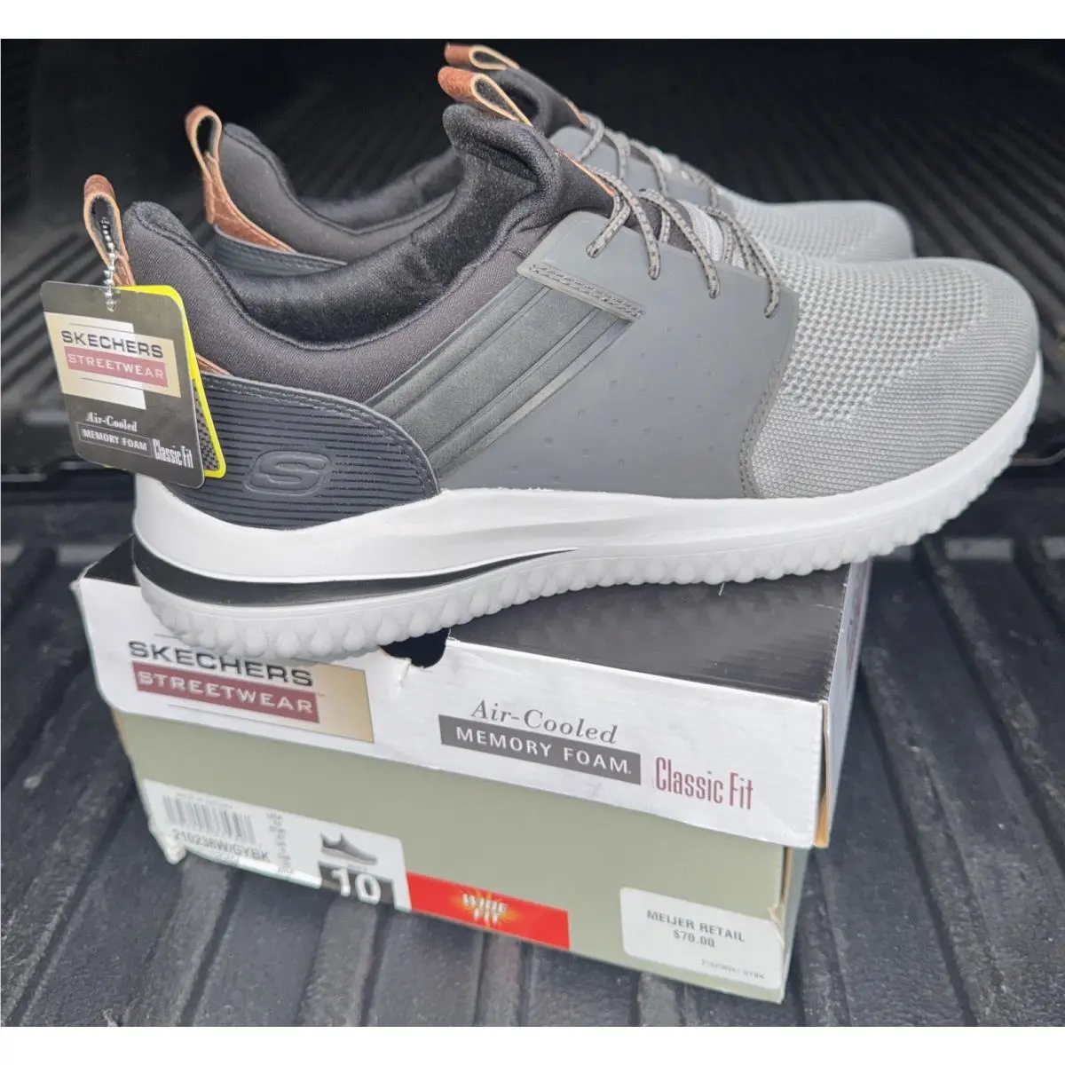 Skechers Delson Cicada Gray/black Casual Shoe Mens Size 10 Wide Fit Free SH